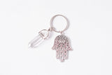 Hamsa & Clear Quartz Key chain, Key-ring