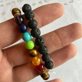 7 Chakra Healing Beaded Bracelet Natural Lava Stone